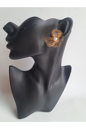 گوشواره جواهر طلائی مروارید BHR AKSESUAR - کد 870669156