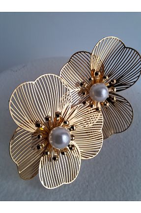 گوشواره جواهر طلائی مروارید BHR AKSESUAR - کد 870669156