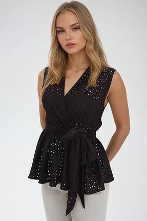 بلوز مشکی زنانه ساده Trend Alaçatı Stili - کد 933170453