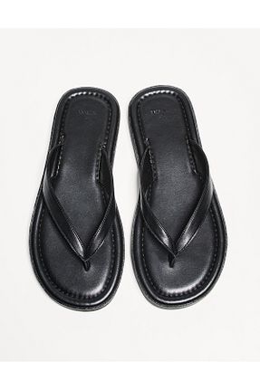 صندل مشکی زنانه پاشنه تخت Bershka - کد 39143346