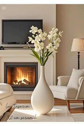 گلدان بژ سرامیک Lui Tasarım - کد 924223756