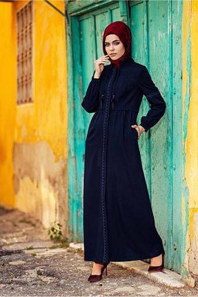 مانتو بلند حجاب سرمه ای زنانه Alvina - کد 865382461