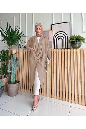 تونیک حجاب بژ زنانه پلی استر NİSUM MODA - کد 895609974