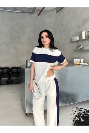 ست بالاتنه و پائین تنه سفید زنانه بافتنی badibadii - کد 904046203