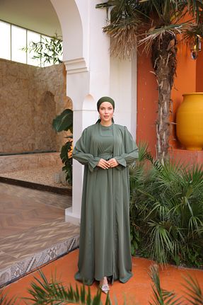 لباس حجاب خاکی زنانه اورسایز Zaure - کد 932896538