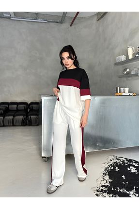 ست بالاتنه و پائین تنه سفید زنانه بافتنی badibadii - کد 932904197