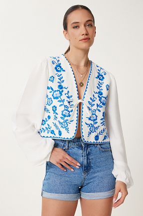 بلوز مشکی زنانه گلدار Lovelyİstanbul - کد 932908473
