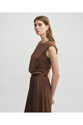 بلوز قهوه ای زنانه ساده İpekyol - کد 933450030