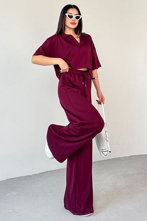 ست بالاتنه و پائین تنه زرشکی زنانه رگولار Cappmoda - کد 932925098