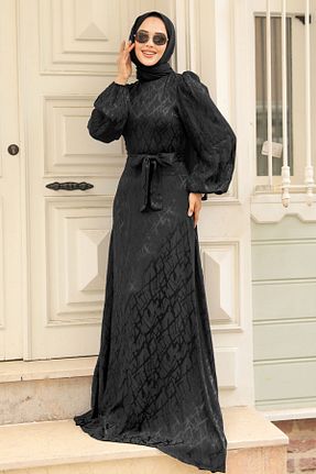 لباس مجلسی حجاب مشکی زنانه یقه ایستاده Neva Style - کد 856012932