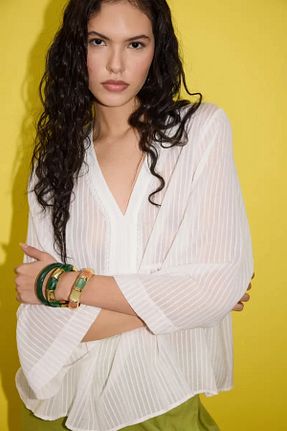 بلوز سفید زنانه ساده Gusto - کد 926026026