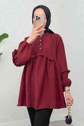 تونیک حجاب زرشکی زنانه بافتنی Salih Çelebi - کد 933614230