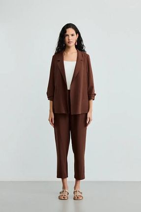 شلوار قهوه ای زنانه کتان Gusto - کد 926022484