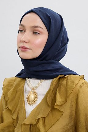 شال سرمه ای زنانه ابریشم Qef - کد 932985094