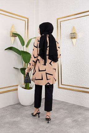 پیراهن بژ زنانه اورسایز HİRA LİFE FASHİON - کد 933626293