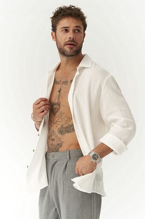 پیراهن سفید مردانه اورسایز BOHEMAİ - کد 739235921