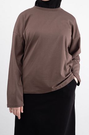 سوئیشرت حجاب قهوه ای زنانه پنبه ای Vauva - کد 932979254