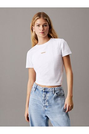 تیشرت سفید زنانه اسلیم فیت Calvin Klein - کد 933630553