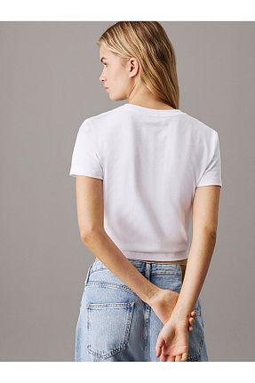 تیشرت سفید زنانه اسلیم فیت Calvin Klein - کد 933630553