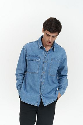 پیراهن آبی مردانه رگولار MAİ COLLECTİON - کد 874367554