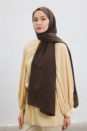 شال قهوه ای زنانه ابریشم Qef - کد 932985088
