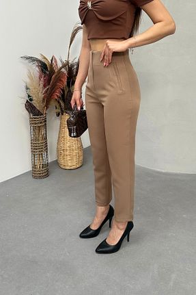 شلوار قهوه ای زنانه پارچه BİKELİFE - کد 886747043