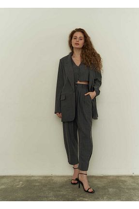 ست بالاتنه و پائین تنه طوسی زنانه بافتنی MAİ COLLECTİON - کد 349936232