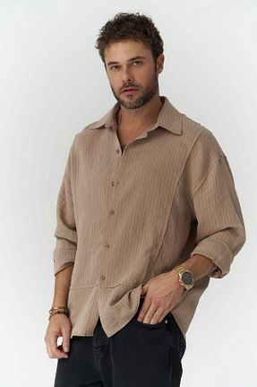 پیراهن قهوه ای مردانه رگولار MAİ COLLECTİON - کد 843265701