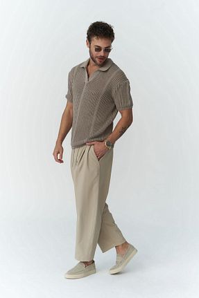 شلوار بژ مردانه پارچه MAİ COLLECTİON - کد 843276389