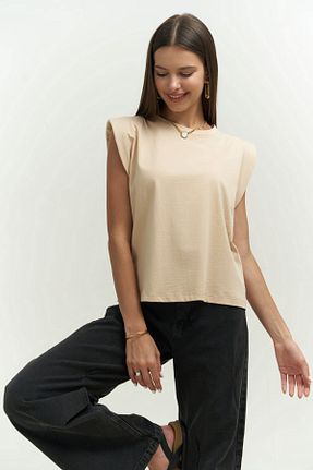 تیشرت قهوه ای زنانه رگولار MAİ COLLECTİON - کد 817881233