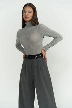 شلوار طوسی زنانه مخلوط ویسکون MAİ COLLECTİON - کد 814578883