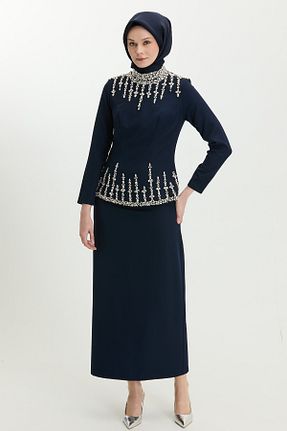 ست بالاتنه و پائین تنه حجاب سرمه ای زنانه رگولار Setrms - کد 932987172