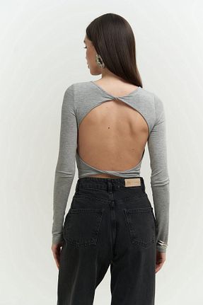بلوز طوسی زنانه ساده MAİ COLLECTİON - کد 819437275