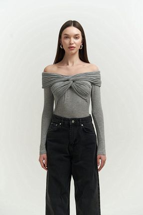 بلوز طوسی زنانه ساده MAİ COLLECTİON - کد 824322924