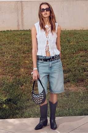 شلوارک و برمودا آبی زنانه Relaxed Stradivarius - کد 810285288