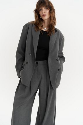کت طوسی زنانه رگولار MAİ COLLECTİON - کد 866167035