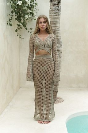 ست بالاتنه و پائین تنه قهوه ای زنانه بافتنی BOHEMAİ - کد 832723410