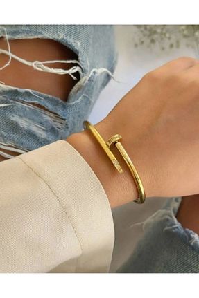 دستبند استیل (فولاد) طلائی زنانه استیل ضد زنگ İNN JEWELLERY - کد 933648332