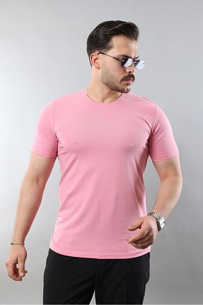 تیشرت صورتی مردانه یقه دوچرخه STOCX - کد 933065591