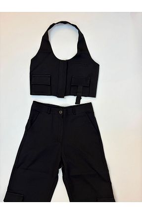 ست بالاتنه و پائین تنه مشکی زنانه تریکو G&G WARDROBE - کد 933066780