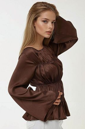 بلوز قهوه ای زنانه بافت دار Hiccup - کد 933060163
