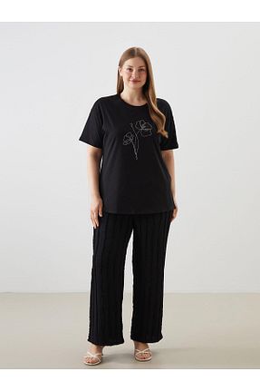 تیشرت مشکی زنانه رگولار LC Waikiki - کد 933071278
