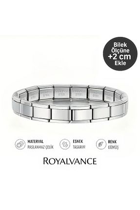 دستبند استیل (فولاد) طوسی زنانه استیل ضد زنگ RoyalVance - کد 921570595