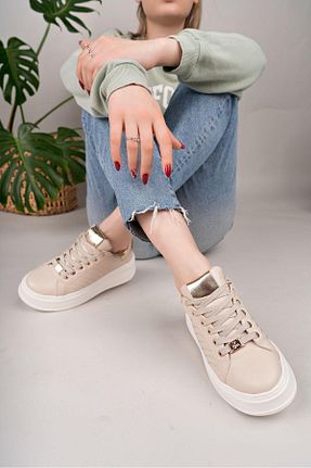 کفش اسنیکر بژ زنانه بند دار TAYYAR SHOES - کد 933730430