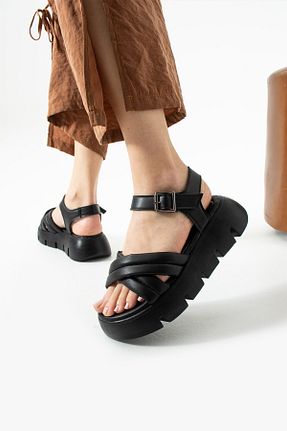 صندل مشکی زنانه چرم مصنوعی bolella - کد 926924109