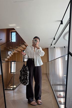 شلوار قهوه ای زنانه بافتنی Özge Özgenç - کد 933156789