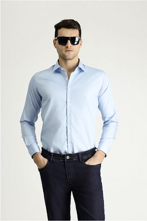 پیراهن آبی مردانه اسلیم فیت Kiğılı - کد 802583409
