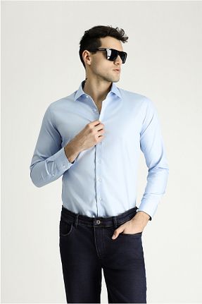پیراهن آبی مردانه اسلیم فیت Kiğılı - کد 802583409