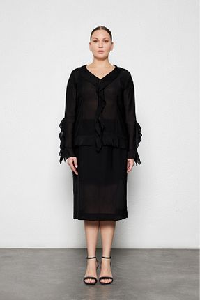 بلوز سایز بزرگ مشکی زنانه سایز بزرگ LUOKK - کد 933173329