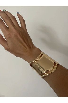 دستبند استیل (فولاد) طلائی زنانه روکش نقره novon - کد 766992604